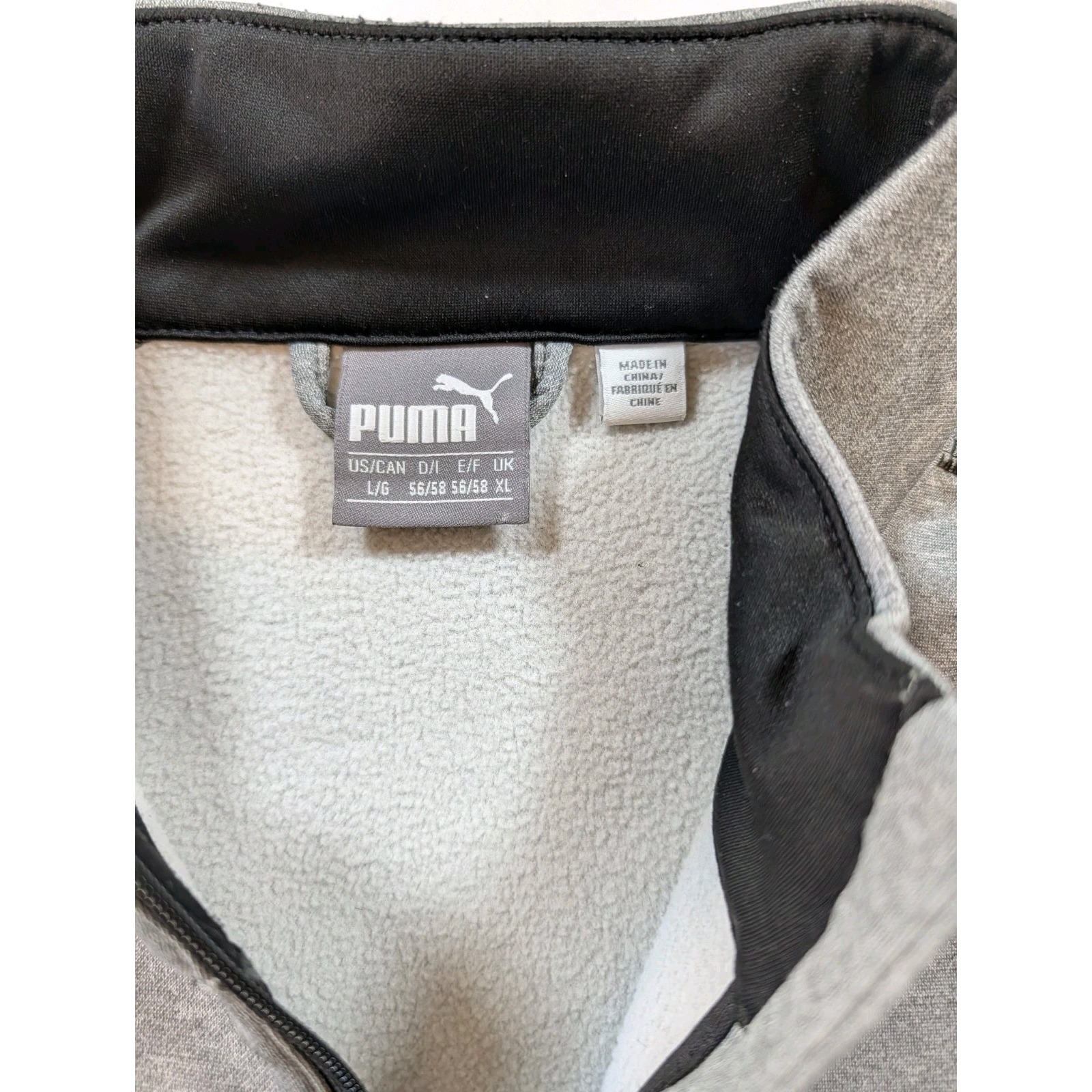 Puma Golf Mens Lg 1/4 Zip Pullover Fleece Lined Grey Long Sleeve — image 3 of 8